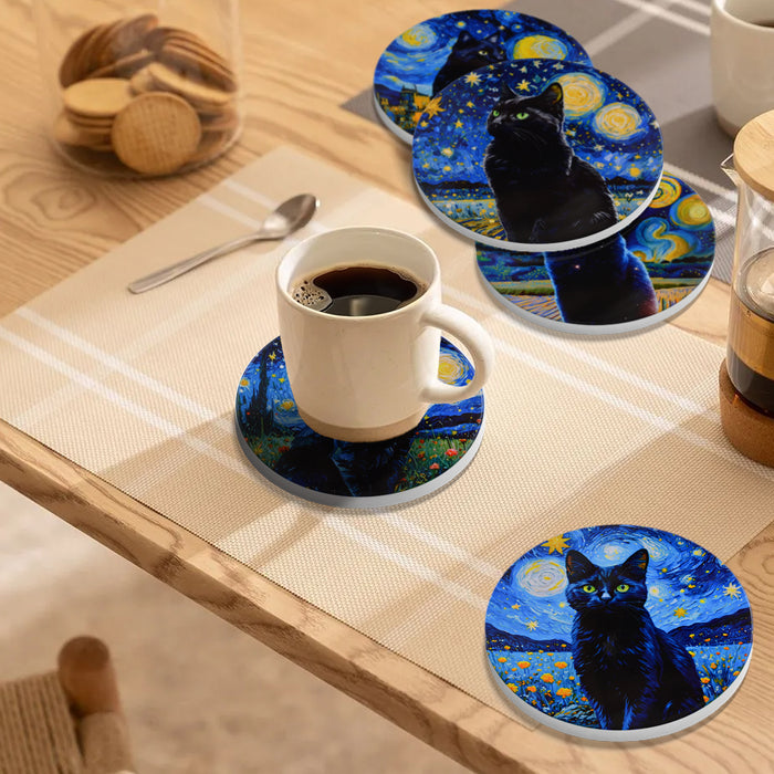Posavasos gato ceramica corcho van gogh pintura negros 4148