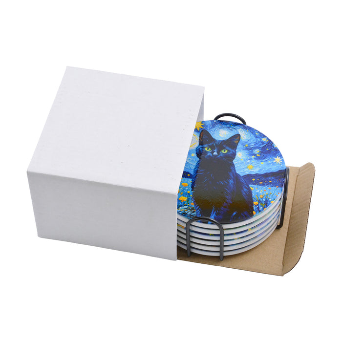 Posavasos gato ceramica corcho van gogh pintura negros 4148