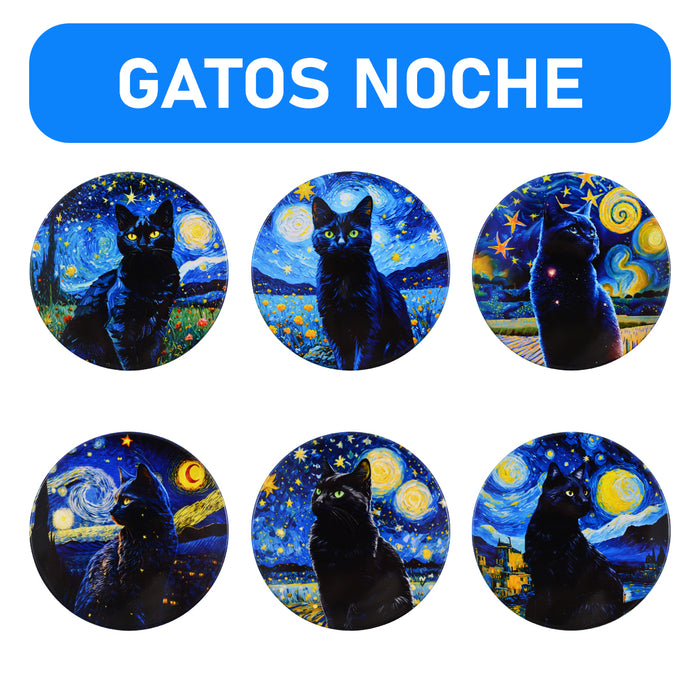 Posavasos gato ceramica corcho van gogh pintura negros 4148