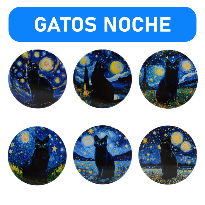 Posavasos gatos negros ceramica corcho base 3964