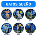 Posavasos gatos noche colores ceramica corcho base 3963