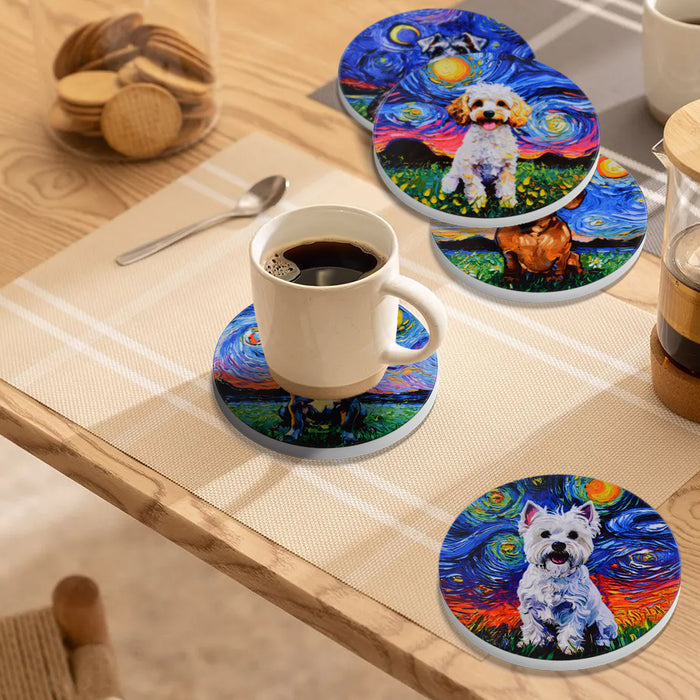 Posavasos perro ceramica corcho van gogh pintura pastor aleman 4147