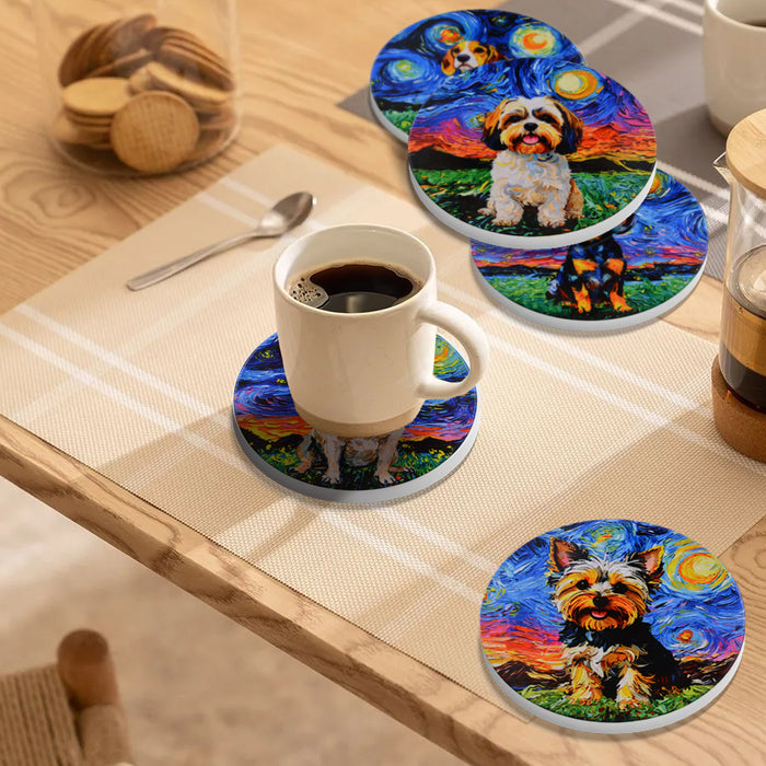 Posavasos perro ceramica corcho van gogh pintura poodle 4146