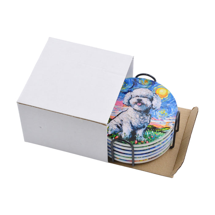 Posavasos perro ceramica corcho van gogh pintura poodle 4146