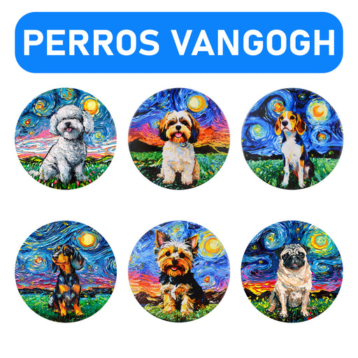 Posavasos perro ceramica corcho van gogh pintura poodle 4146
