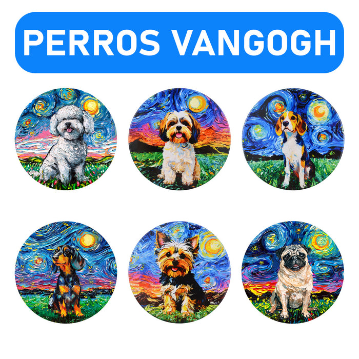 Posavasos perro ceramica corcho van gogh pintura poodle 4146