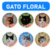 Posavasos set ceramica floral caras gatos 3369