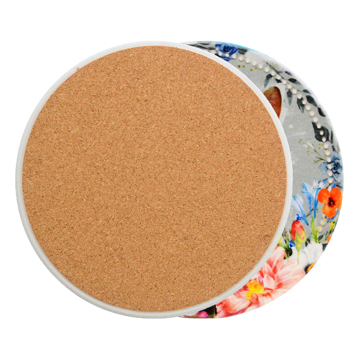 Posavasos set ceramica floral caras gatos 3369