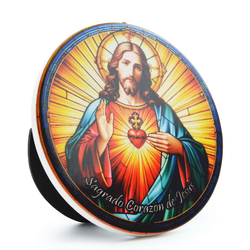 Retrato colgante ceramica corcho sagrado corazon de Jesus 4054-2