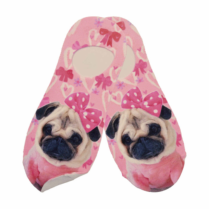 Calcetín Sublimado Invisible Poliester Pug Rosa