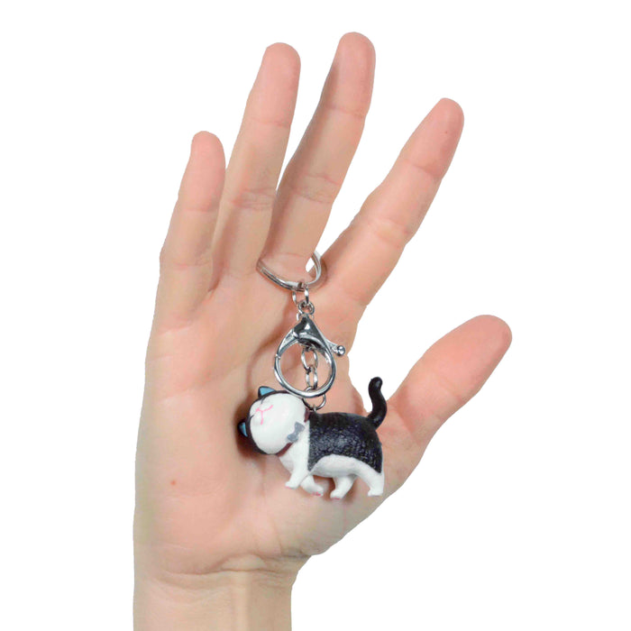 Llavero Figura de Gato Negro Blanco