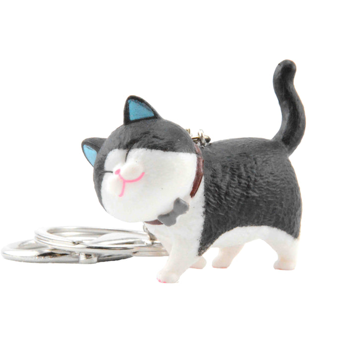 Llavero Figura de Gato Negro Blanco