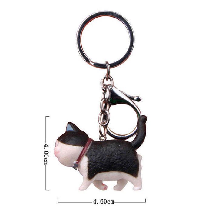 Llavero Figura de Gato Negro Blanco