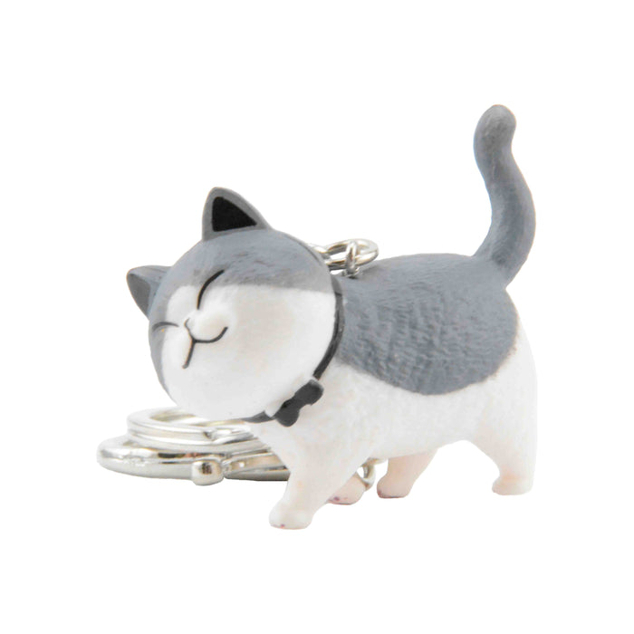 Llavero Figura de Gato Blanco con Gris Claro