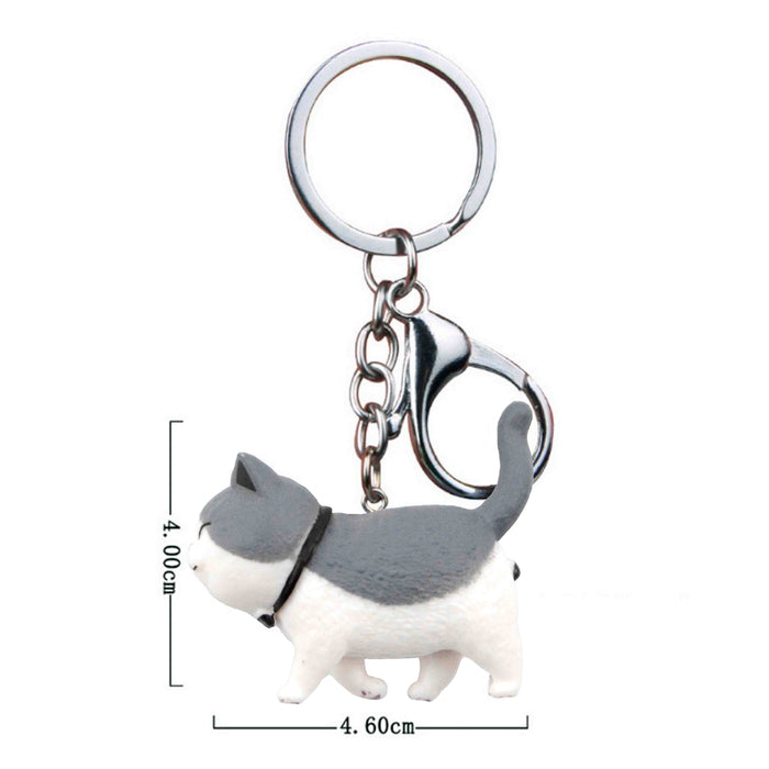 Llavero Figura de Gato Blanco con Gris Claro