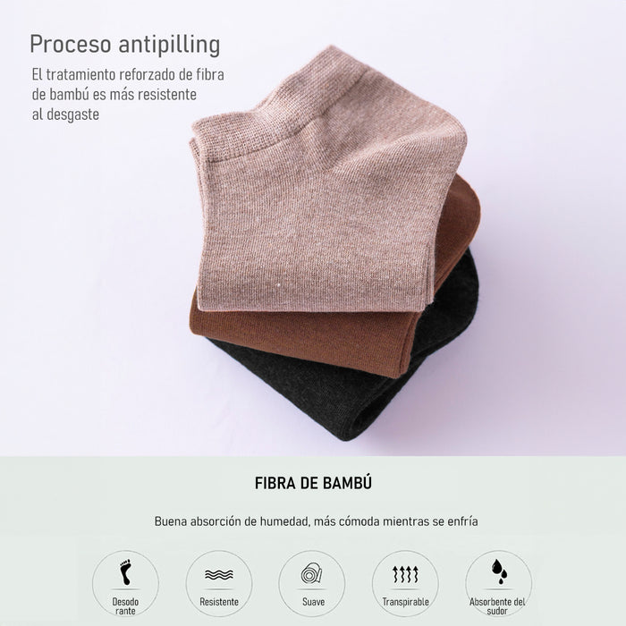 Pack 6 Calcetines cortos Lisos de Bambú Talla 41-45