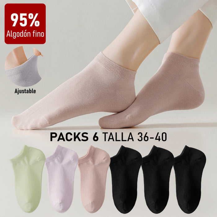 Pack 6 Calcetines Cortos Algodón Antibacteriano 36-40