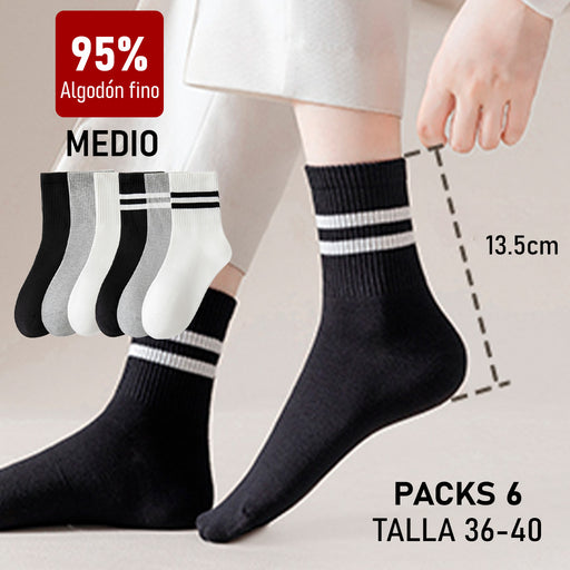 pack calcetines media pierna algodon