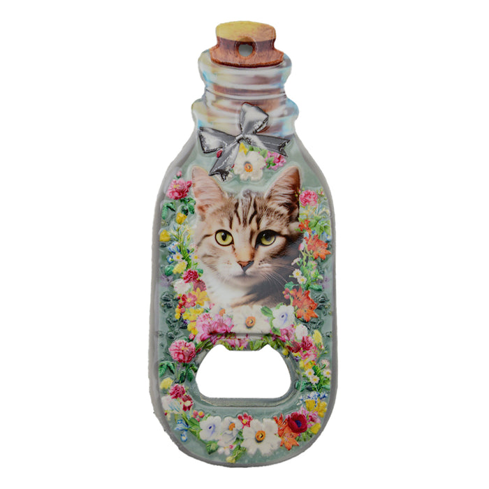 Abrebotella Imán Gato Gris Floral