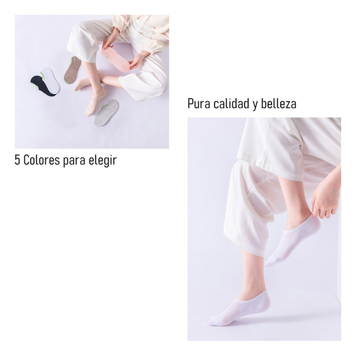 Pack 6 Calcetines Malla Transpirable Invisible Lisos de Bambú Talla 36-40