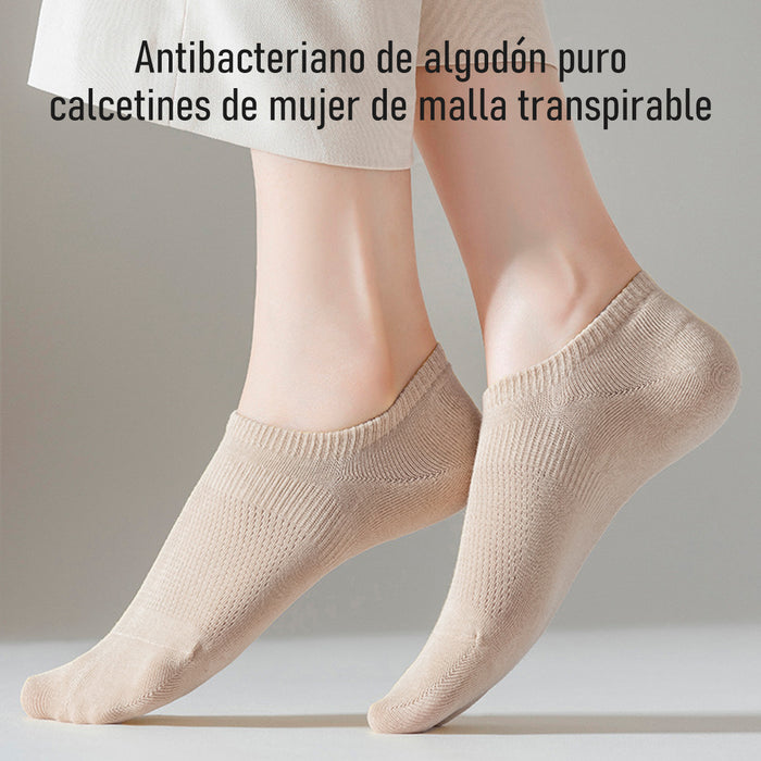 Pack 6 Calcetines Malla Transpirable Invisible Lisos Algodón Talla 36-40