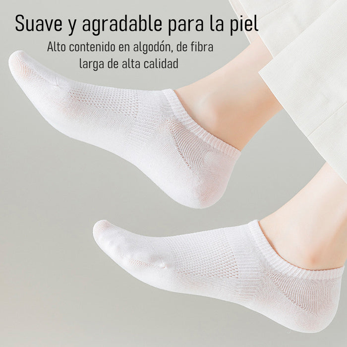 Pack 6 Calcetines Malla Transpirable Invisible Lisos Algodón Talla 36-40