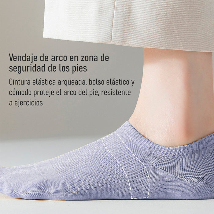 Pack 6 Calcetines Malla Transpirable Invisible Lisos Algodón Talla 36-40