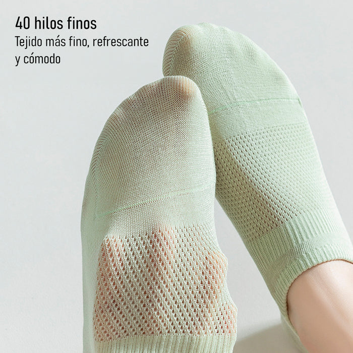 Pack 6 Calcetines Malla Transpirable Invisible Lisos Algodón Talla 36-40