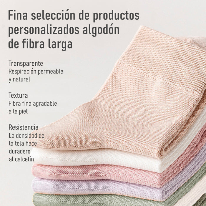 Pack 6 Calcetines Malla Transpirable Algodón Largos Lisos Talla 36-40