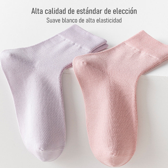 Pack 6 Calcetines Malla Transpirable Algodón Largos Lisos Talla 36-40