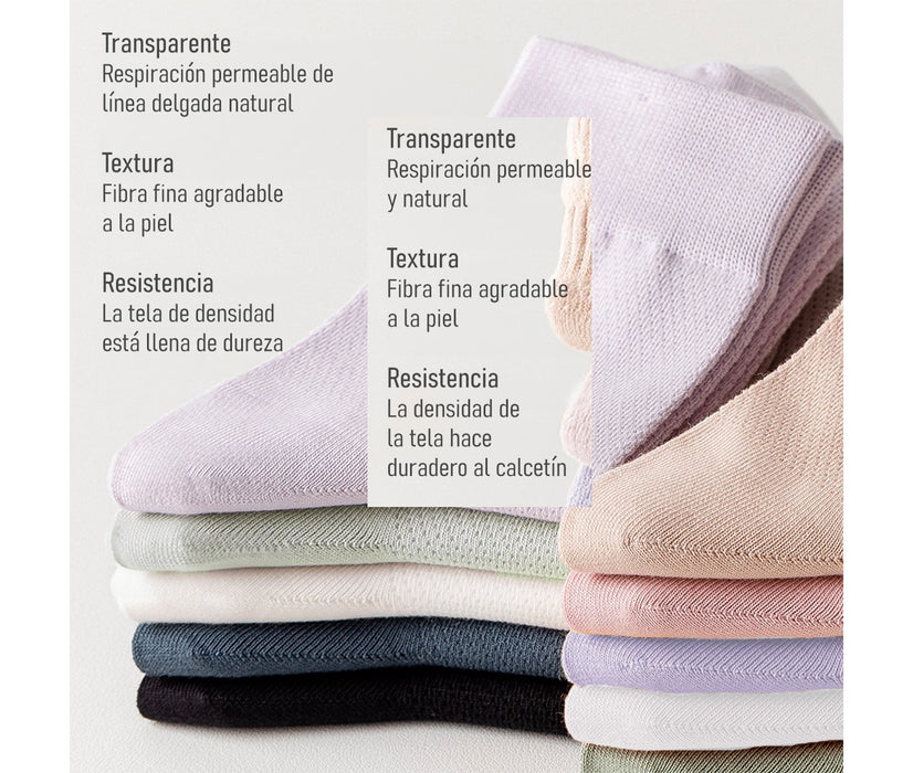 Pack 6 Calcetines Malla Transpirable Algodón Largos Lisos Talla 36-40