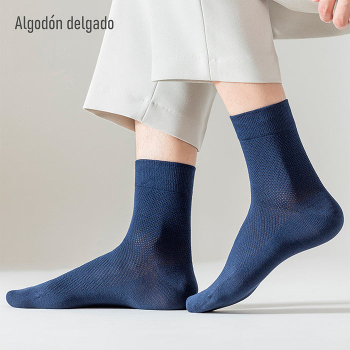 Pack 6 Calcetines Malla Transpirable Algodón Largos Lisos Talla 41-45