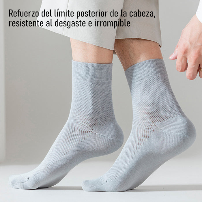 Pack 6 Calcetines Malla Transpirable Algodón Largos Lisos Talla 41-45