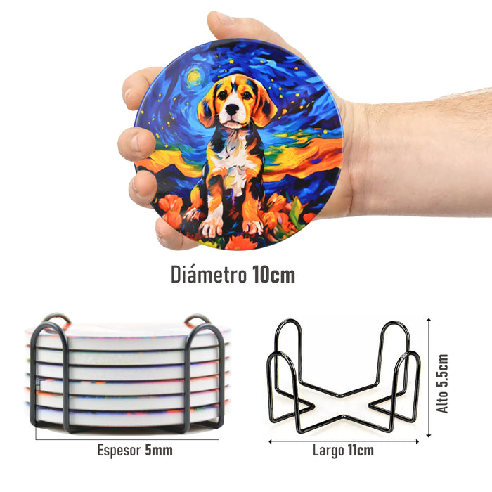 Set de 6 Posavasos Perritos Sueño