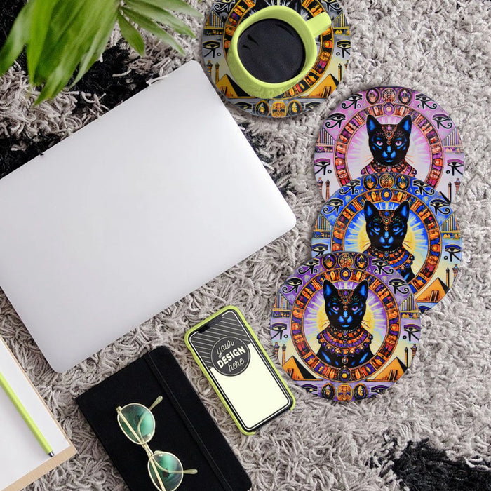Set de 6 Posavasos Caras de Gatitos Egipcios