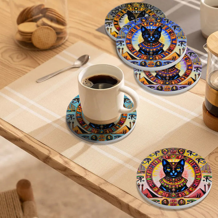Set de 6 Posavasos Caras de Gatitos Egipcios