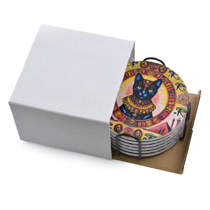 Set de 6 Posavasos Caras de Gatitos Egipcios