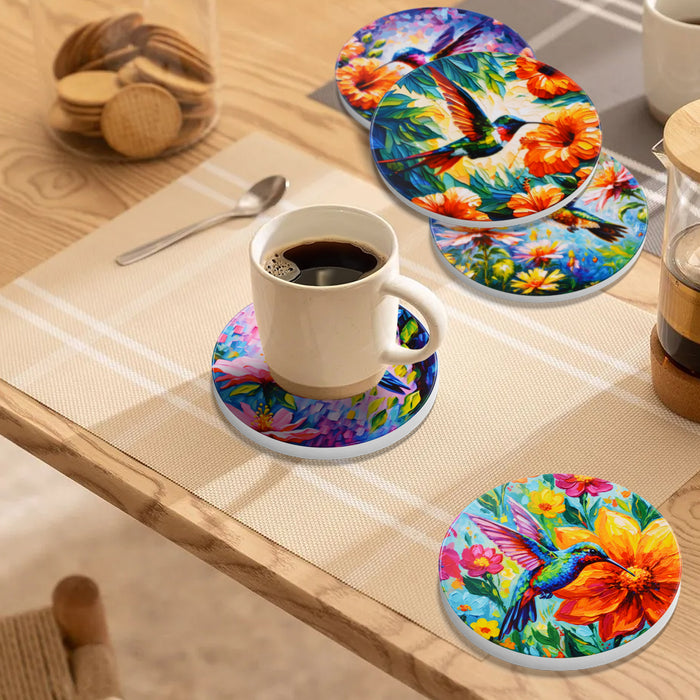 Posavasos ceramica corcho colibri flores  4213