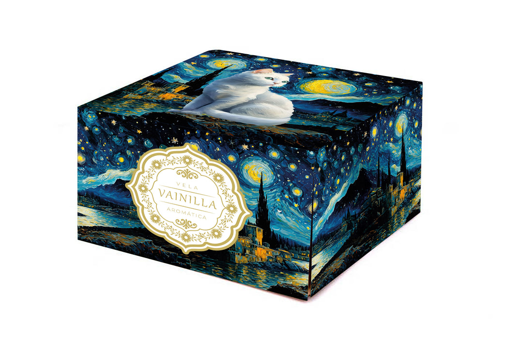 Vela Aromática Vainilla Gato Blanco Pintura
