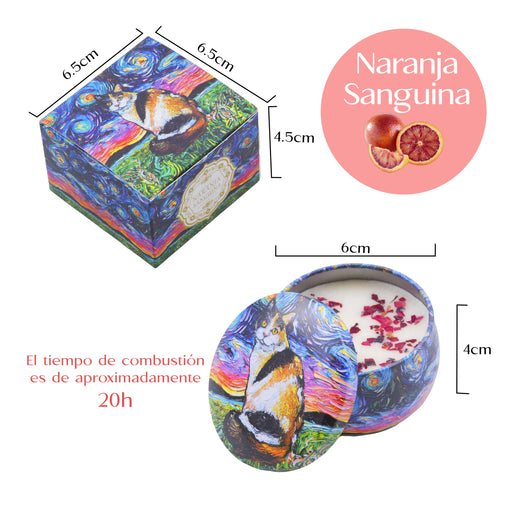 Velas aromaticas pintura gato calico metal 4071-2