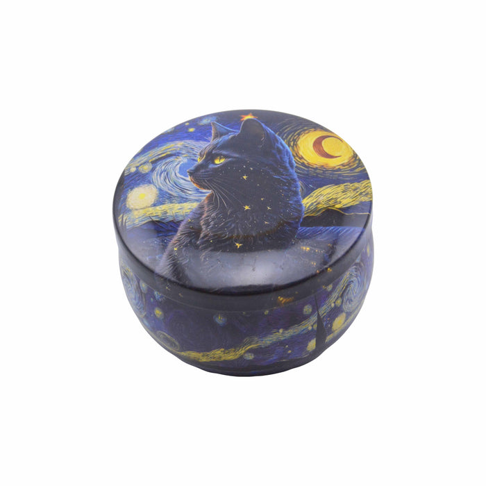 Velas aromaticas pintura gato negro metal 4071-5