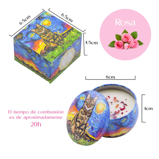 Velas aromaticas pintura gato romano metal 4071-3