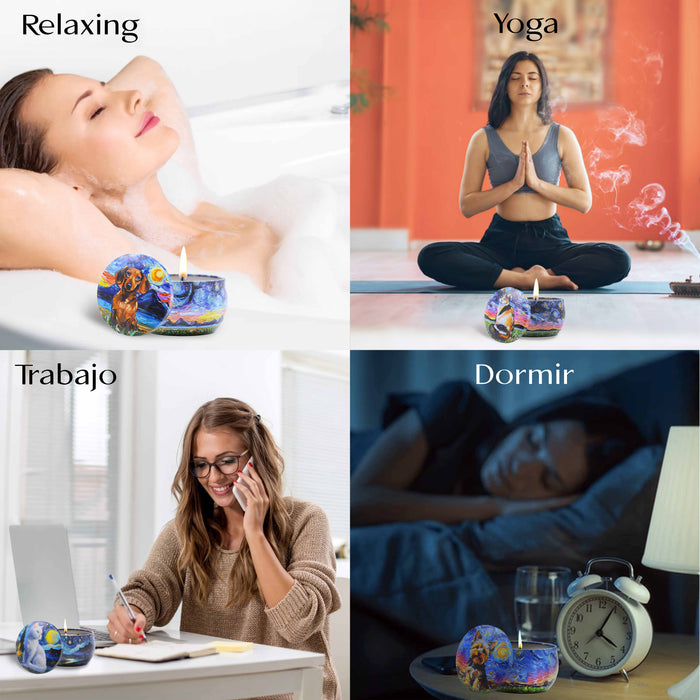 Velas aromaticas pintura perros metal usos