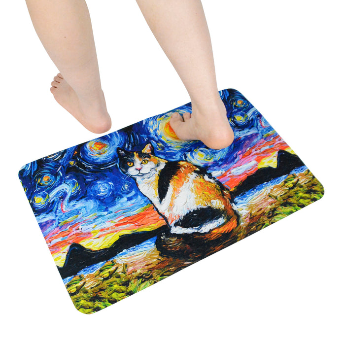 alfombra baño gato calico mouse pad van gogh pintura arte