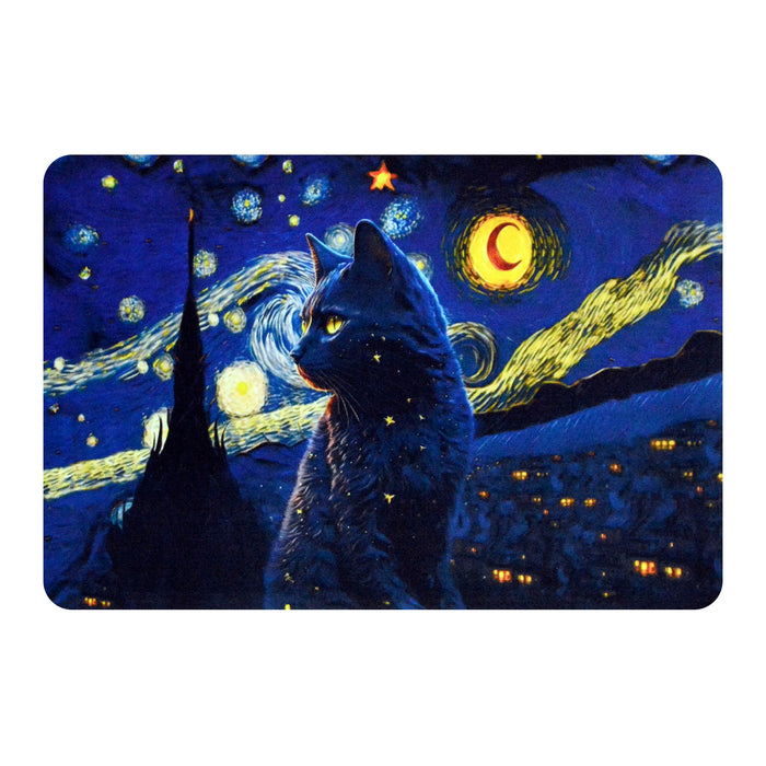 alfombra baño gato mouse pad negro nocturno van gogh arte pintura