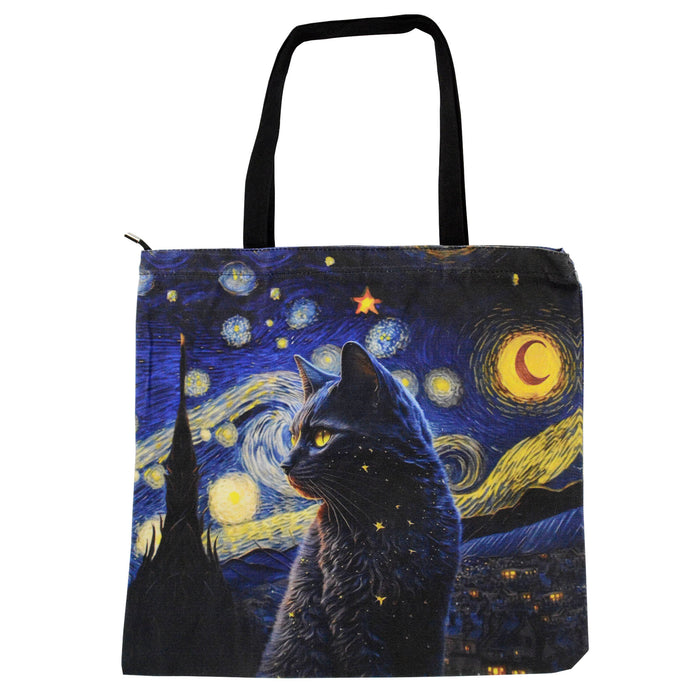 bolso cuadrado gato nocturno negro arte pintura gogh