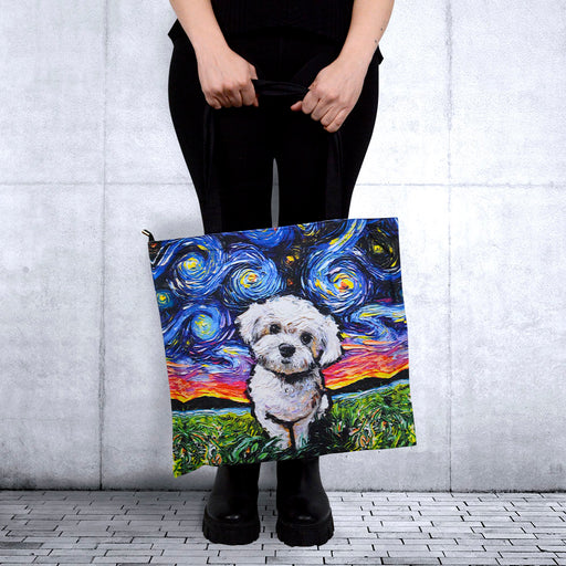 bolso cuadrado maltes perro noche estrellada van gogh modelo arte pintura