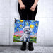 bolso cuadrado perro poodle blanco noche estrellada van gogh modelo arte pintura