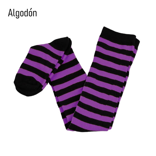 bucanera algodon sobre rodilla morada y negro modelo 3908-2