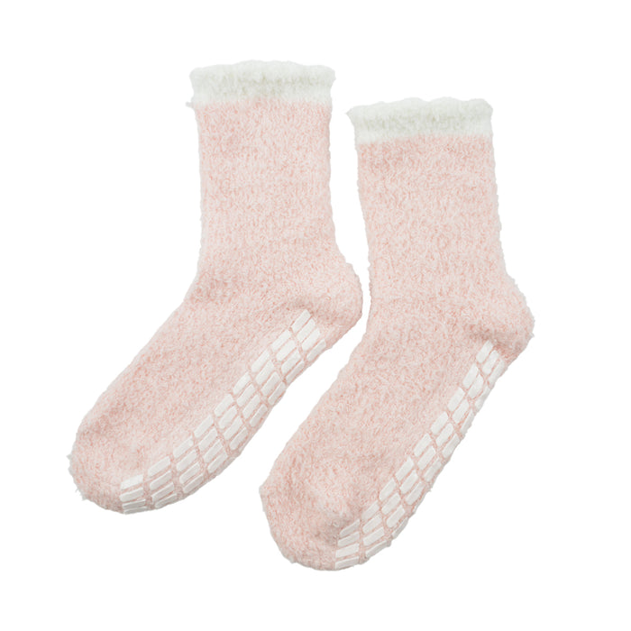 calcetin algodon media pierna antideslizante toalla rosado 3716-4